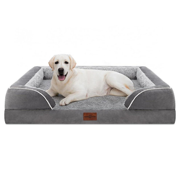 Comfort Expression Jumbo Dog Bed for Extra Large Dogs, Waterproof Orthopedic Dog Bed, Jumbo Breed Dog Bed, PV Washable Dog Sofa Bed Grey, Large Dog Bed with Removable Cover with Zipper