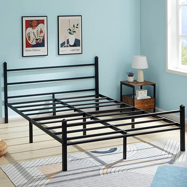 GreenForest Queen Size Bed Frame with Headboard Easy Assemble Metal Platform Bed Base with Heavy Duty Support Mattress Foundation No Box Spring Needed, Queen