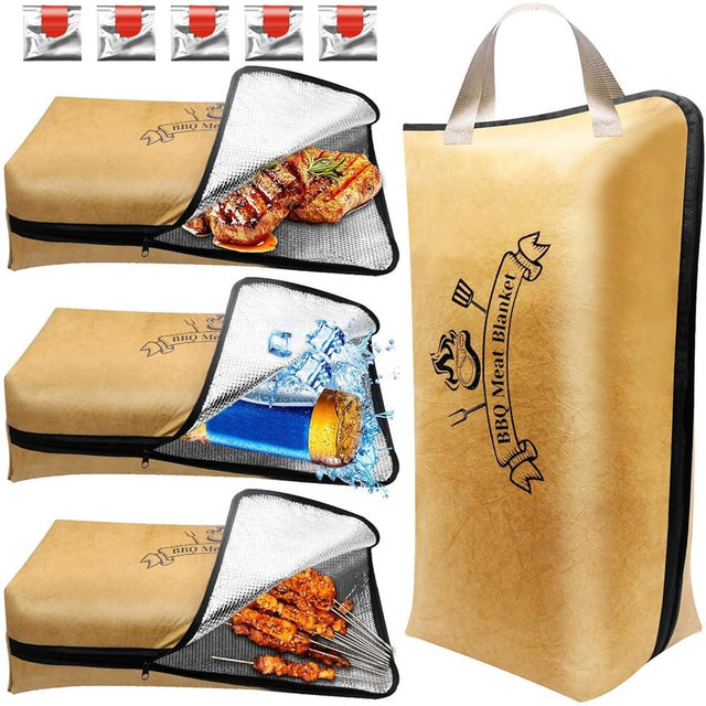 BBQ Blanket for Resting Meat,Meat Resting Bag for BBQ Grill & Smoking - Insulated Waterproof Reusable Thermal Blanket for Turkey, Beef, Pork Ribs - Gift for Men, Barbecue Enthusiasts（21in）
