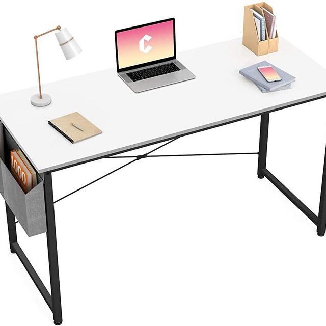 Cubiker Computer Desk 32 inch Home Office Writing Study Desk, Modern Simple Style Laptop Table with Storage Bag, White