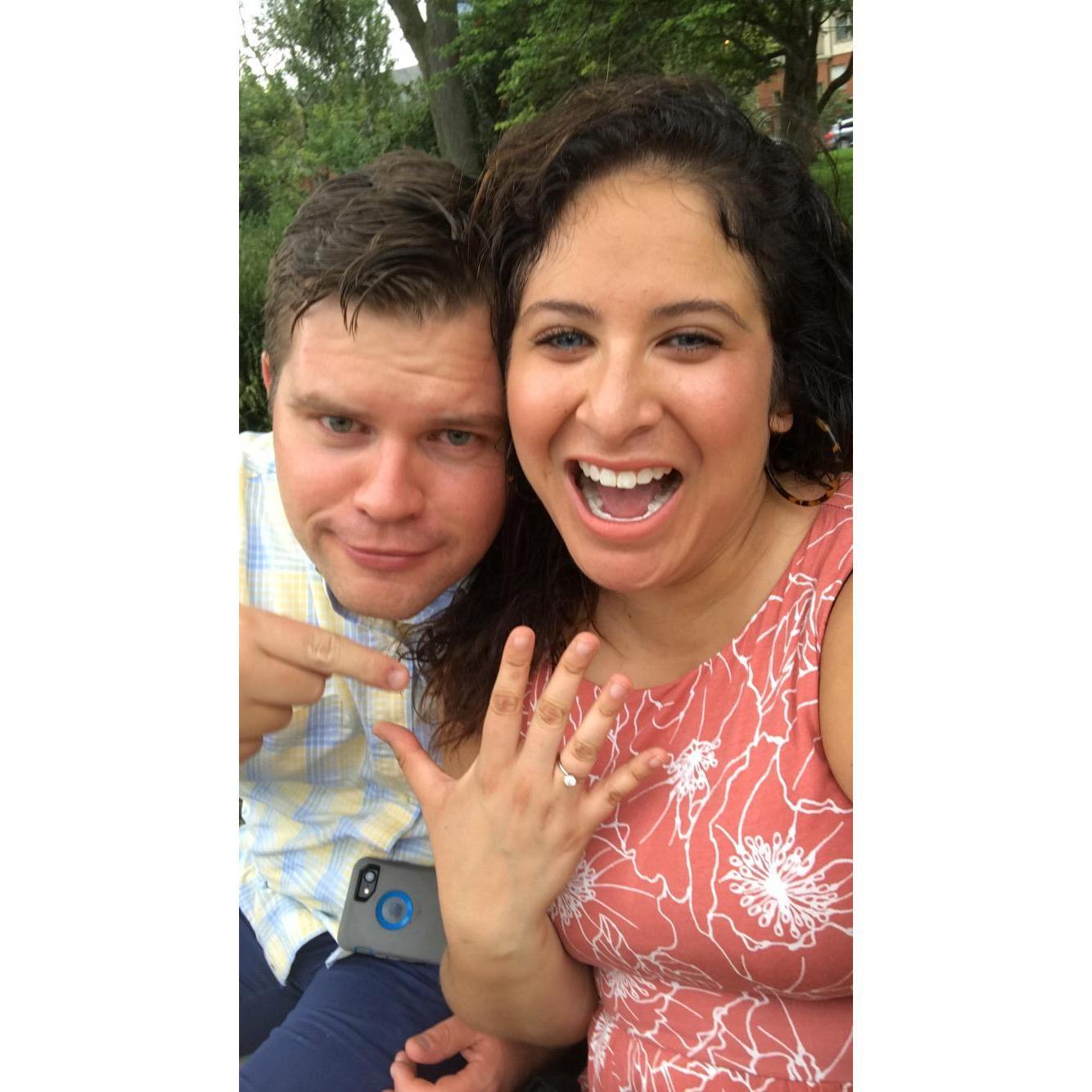 Celebrating the anniversary of our engagement, Summer 2018. We recreated the day by visiting the proposal spot (a bench in Goodale Park with a view) and returning to Basi Italia for dinner.