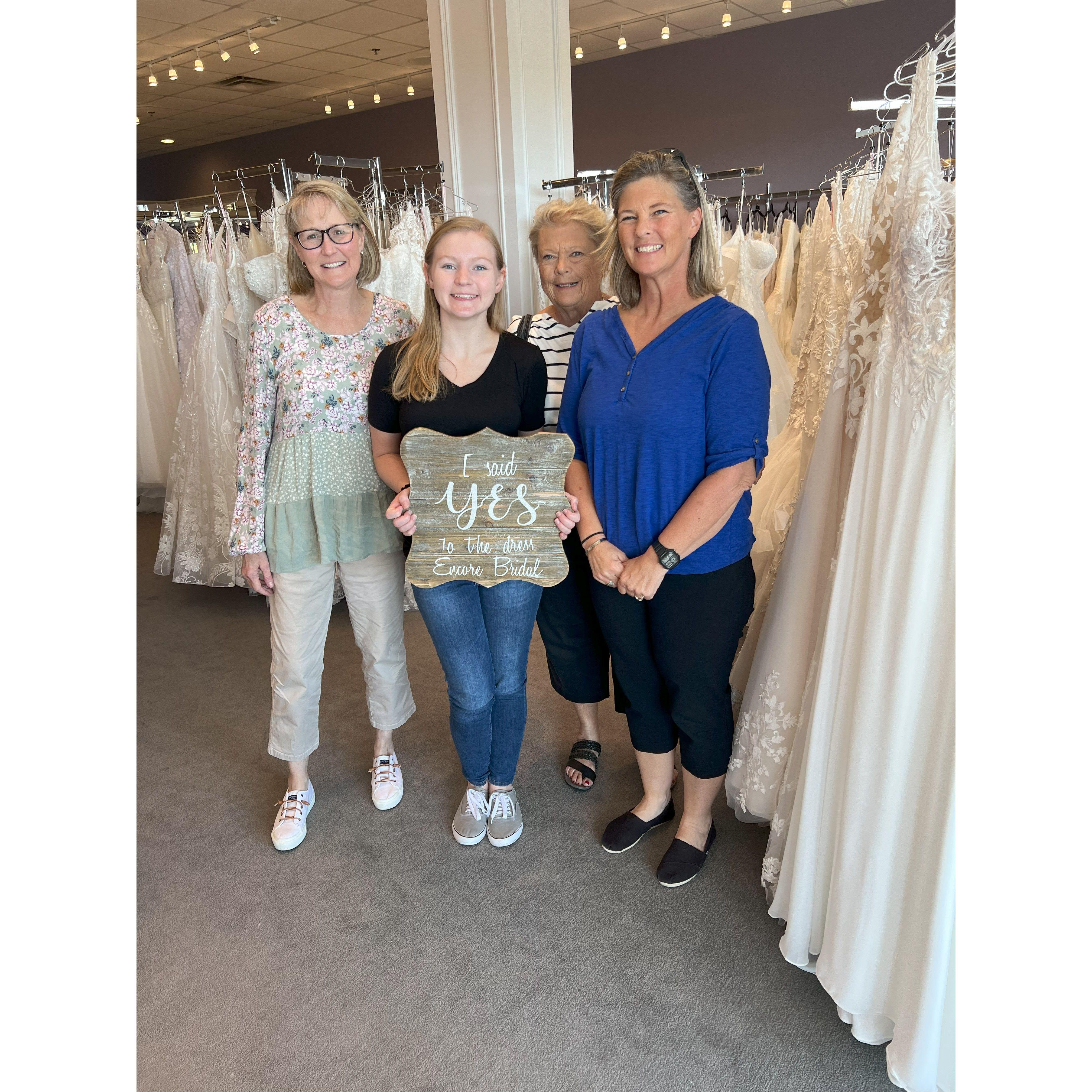 Taylor said "Yes" to the dress in Ga with her mom, grandma, and Brandon's mom!