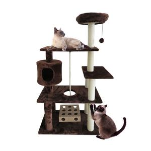 Furhaven Tiger Tough Cat Tree House Furniture for Cats and Kittens, Deluxe Playground, Brown