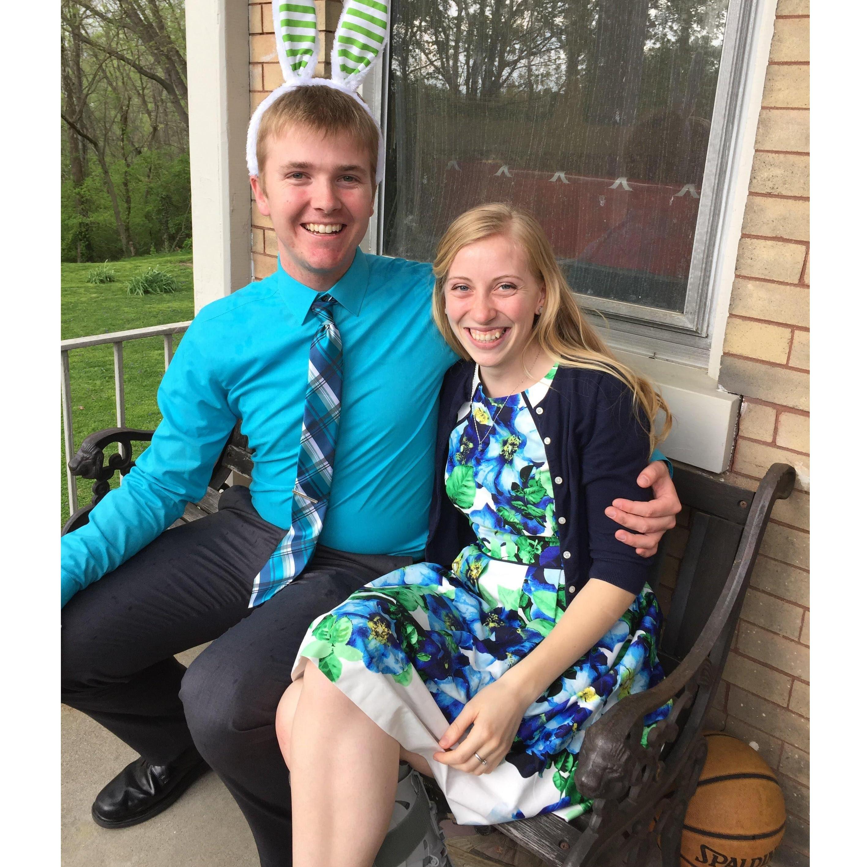 This was Easter 2017, in case the bunny ears didn't give it away! This was Justin's first major holiday with Laura's family.