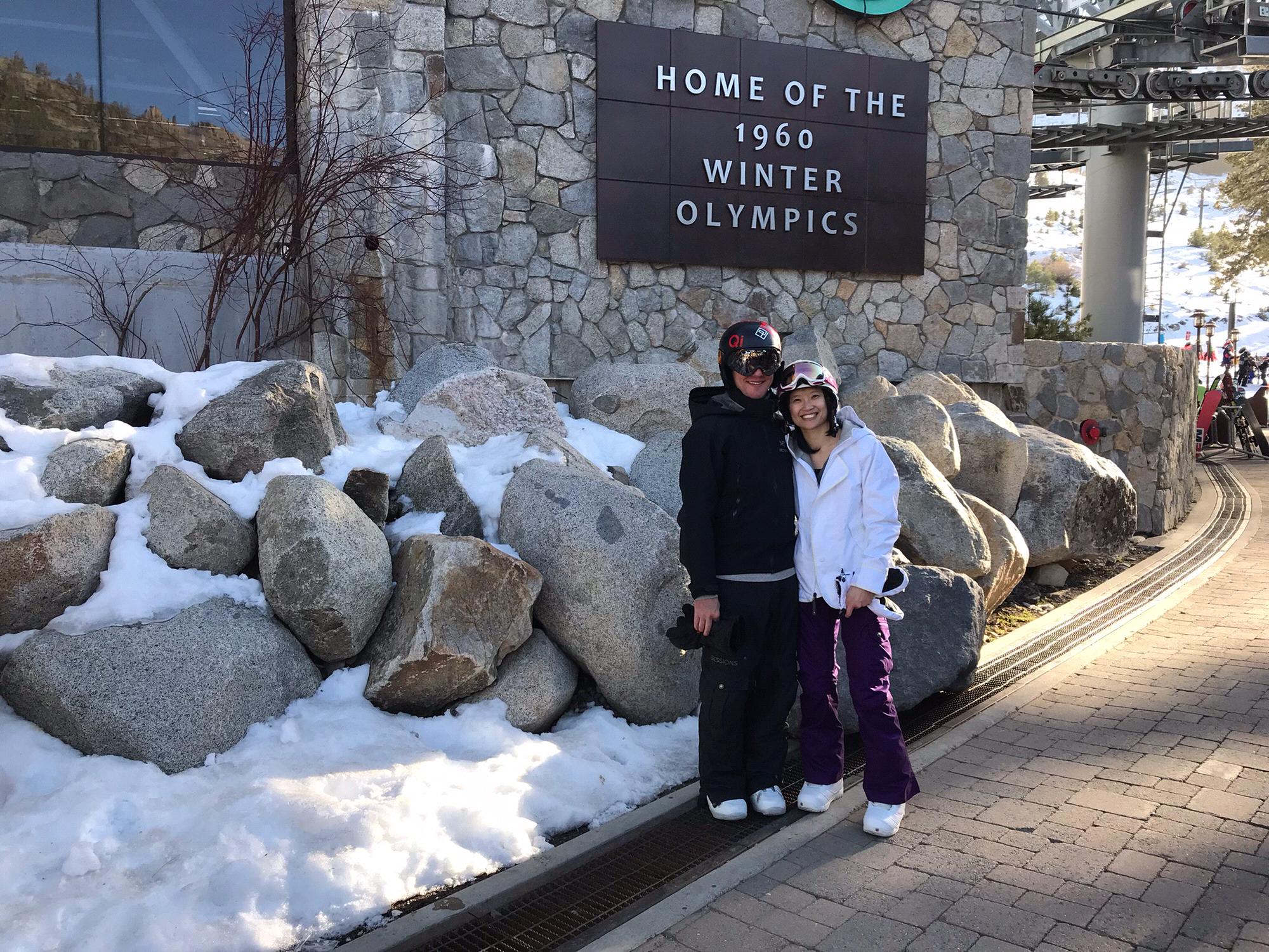 Squaw Valley, Lake Tahoe - where Drew felt like home in the snow, and Pam just fell in the snow ;)
