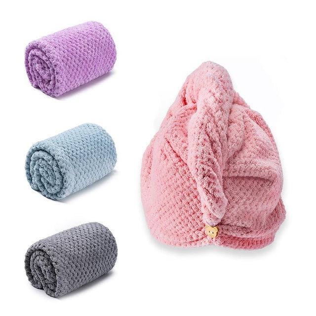 Amrules Hair Towel Wrap, 4 Packs 9.8 x 25.6 Inch Towel Turbans for Wet Hair, Dry Hair Towel, Headbands for Curly and Long Hair - Bathroom Must-Have for Ladies