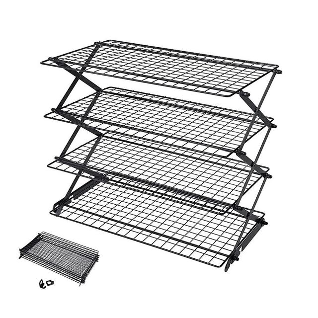 Geesta 2/3/4-Tier Collapsible Cooling Rack with Adjustable 3 Setting Design Stackable Cooling Roasting Cooking for Cookies Baking