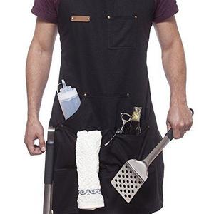 Professional Cooking Apron Chef Black Cotton Bib