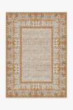 Vintage Daisy Bordered Tangerine Rug