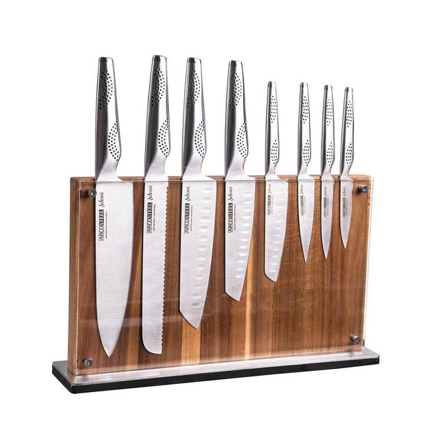 Arcosteel - 8-Piece Knife Set with Wood and Glass Display