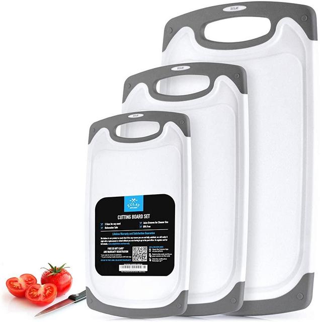 Zulay (3-Piece Set) - Plastic Cutting Board Set - BPA Free Chopping Board With Juice Grooves - Plastic Cutting Board For Kitchen Dishwasher Safe Non-Slip