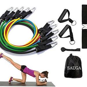 Resistance Band Set With Handles Include 5 Adjustable Exercise Bands, Door Anchor, Ankle Straps for Resistance Training, Physical Therapy, Home Workouts with Carrying Bag