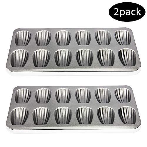 Madeleine Pan, OAMCEG 2 Pack 12-cup Heavy Duty Shell Shape Baking Cake Nonstick Mold Pan, FDA Approved for Oven Baking