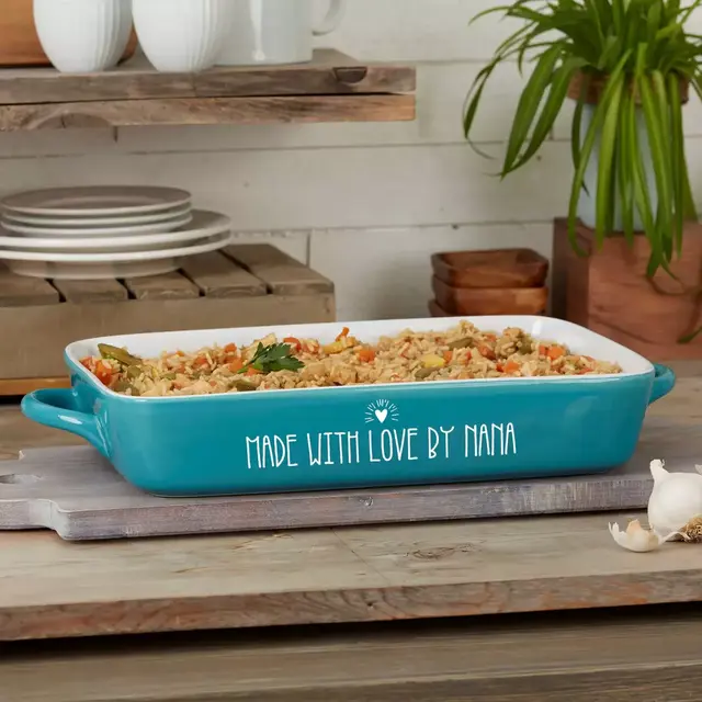 Made With Love 4 qt. Stoneware Casserole Dish in Blue
