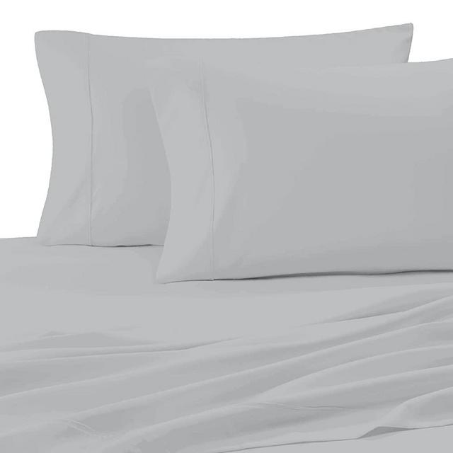 Purity Home 400 Thread Count 100% Cotton Percale Pillow Case Set, 2 Piece Set, Standard Size(20"x30") Pillowcases Percale Weave, 4" Zem Hem, Super Soft Finish, Crisp Cool Pillowcase, Lt Grey
