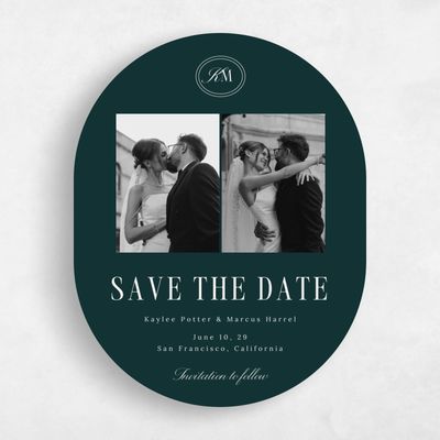 Green Oval Wedding Save the Date - Mahogany Photo