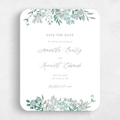 Green Rounded Wedding Save the Date - Lombardy Portrait