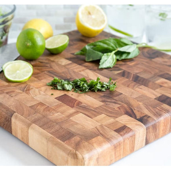 Ironwood Gourmet 28218 Square Charleston End Grain Chef's Board , Acacia Wood 14" Square
