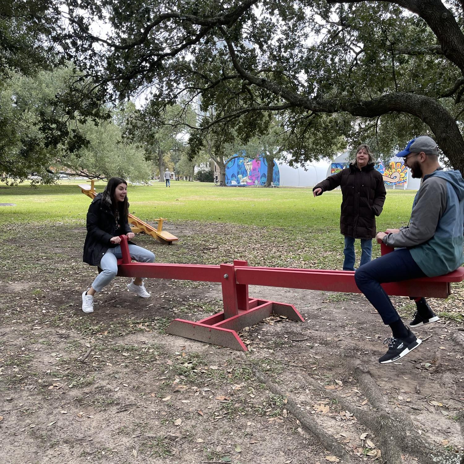 Showing my mom how true professionals seesaw