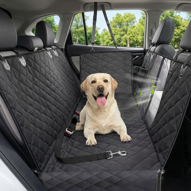 Victoper Dog Car Seat Cover, 600D Heavy Dute Car Seat Cover for Dogs Pets, 100% Waterproof Anti-Scratch Nonslip Dog Hammock for Cars, Seat Covers Protector with Seatbelt for Sedan SUV Truck XL Black