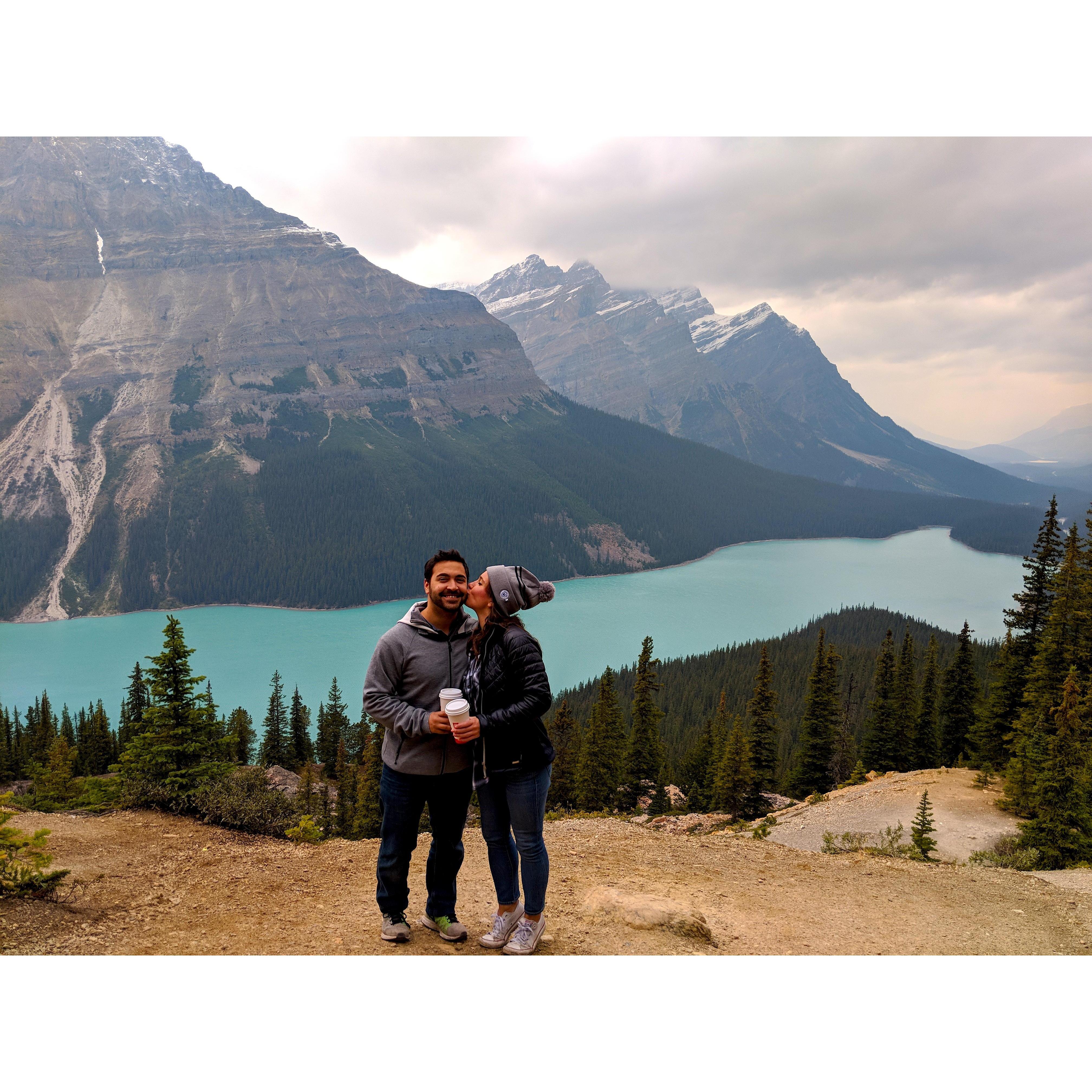 Freezing on top of Peyto Lake in Canada!