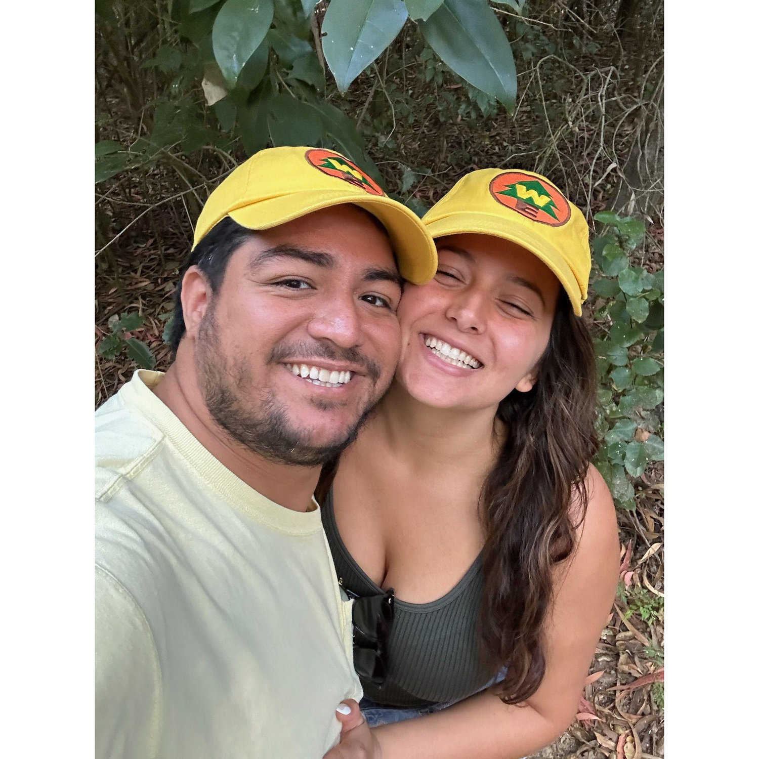 A fun hike in our matching hats