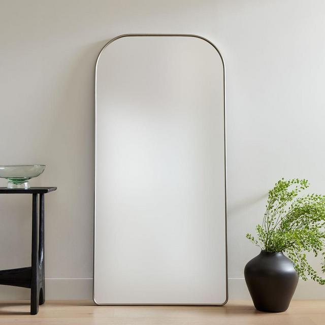 Streamline Wide Arch Floor Mirror, Polished Nickel