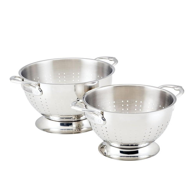 Hestan Provisions – 2-Piece Stainless Steel Colander Set – 3 & 5 Quart, Nesting Design