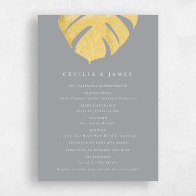 Pewter Gray, Grey Wedding Program - Maui Foil