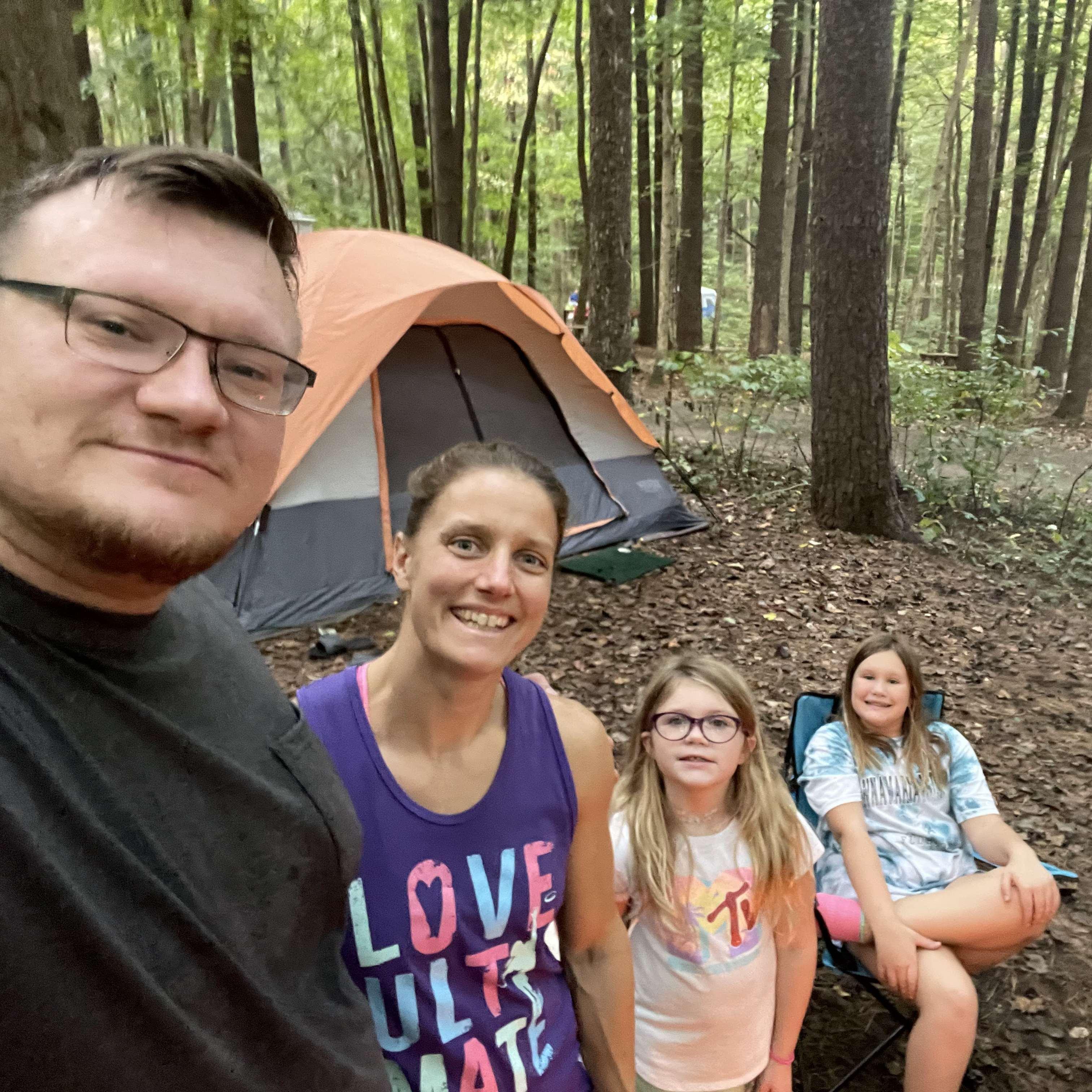 First family camping trip at McCormick's Creek State Park.