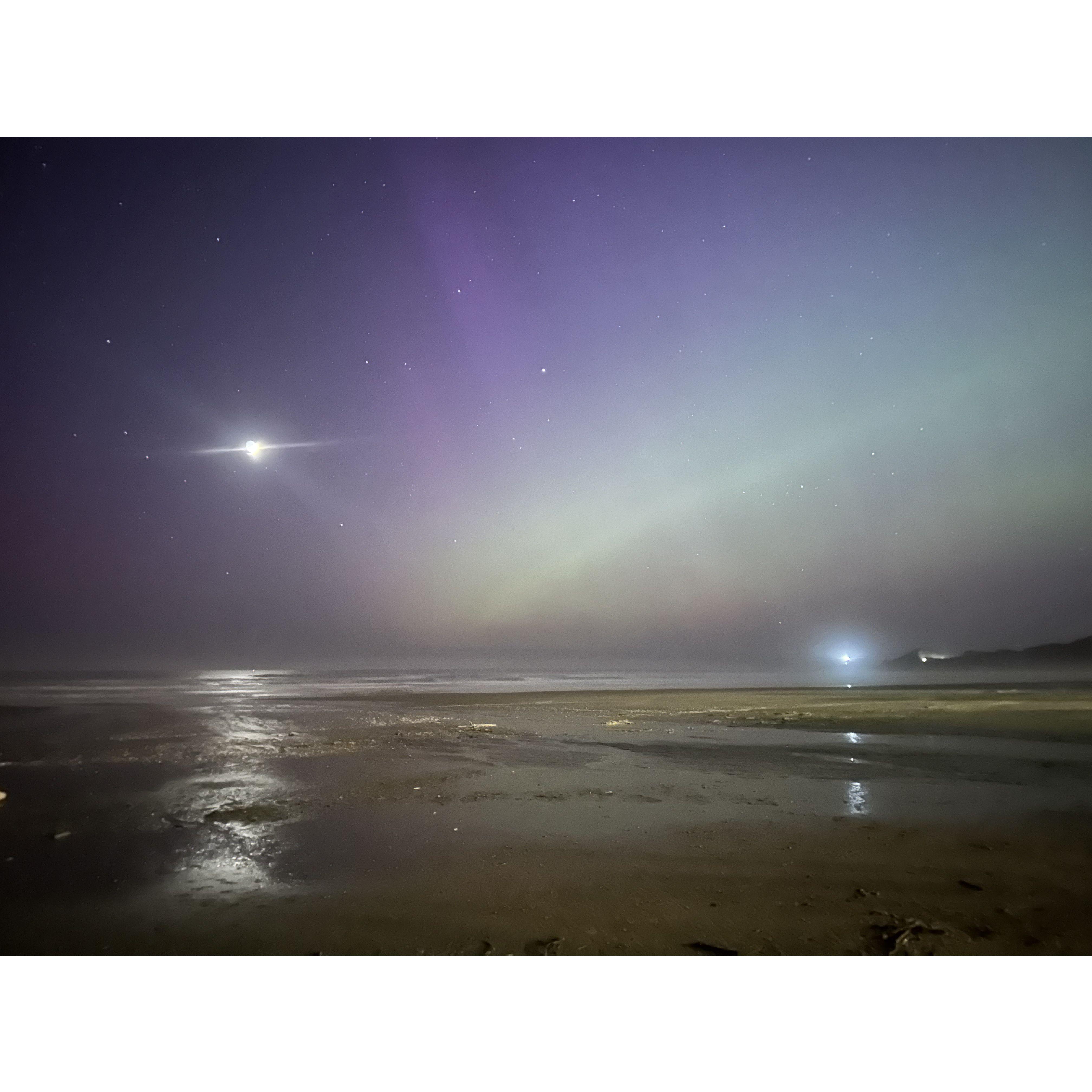 May 10th, 2024. Northern lights over the beach in Oregon!