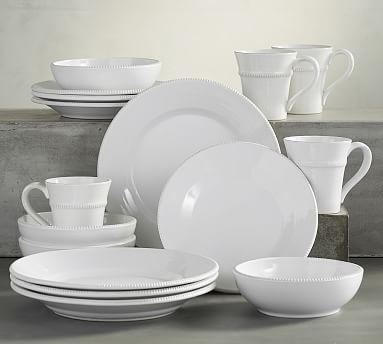 Pottery Barn - Gabriella 16-Piece Dinnerware Soup Bowl Set, White