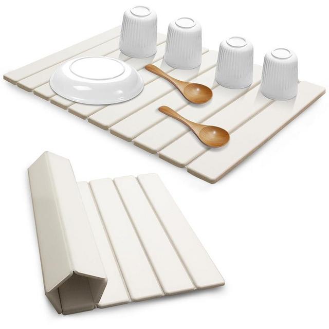 Large Stone Dish Drying Mats for Kitchen Counter , Quick Dry Absorbent Collapsible Dish Drying Mat, 24”(L)x16”(W) Diatomaceous Earth Mats for Dishes Bottles Cups,Match Any Countertop