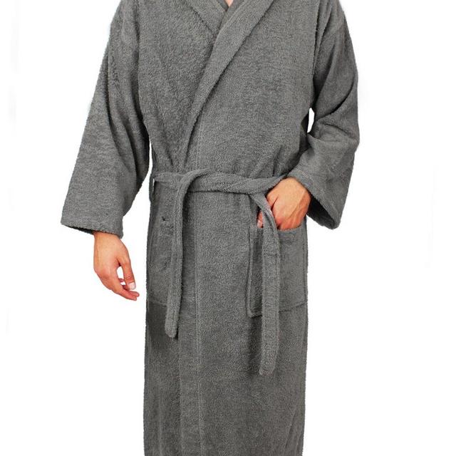 Turkuoise Men's Turkish Terry Cloth Robe, Thick Hooded Bathrobe, Large