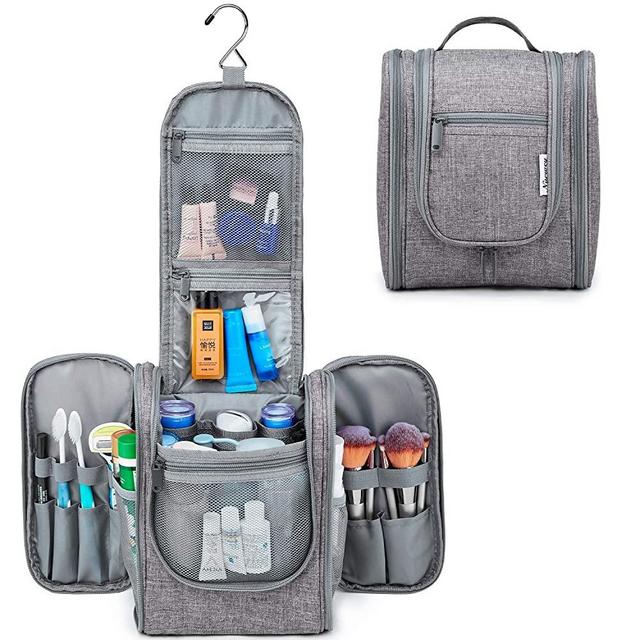 Hanging Travel Toiletry Bag Kit Cosmetic Makeup Organizer for Women and Men (Grey)