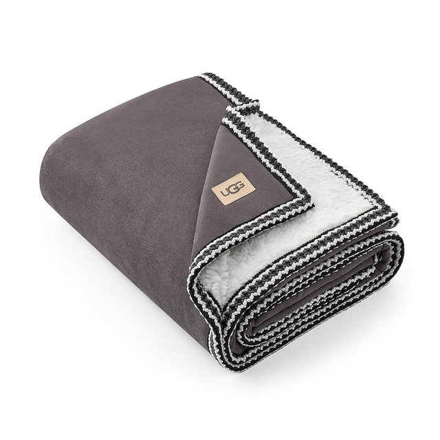 UGG Braid Throw Blanket – Soft Reversible Throw, Luxury Blanket for Women, Cozy Accent for Living Room Decor or Spring Home Decor, Birthday Gifts for Women, Charcoal Grey, 50" x 70" (Kirkwood)