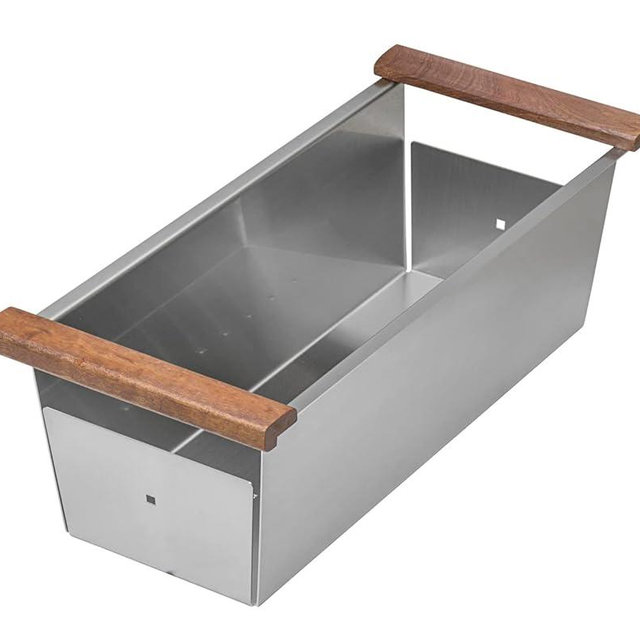 Ruvati Workstation Sink Colander 17 inch Stainless Steel with Wooden Handles - RVA1317