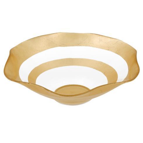 Badash Glass Metallica: The Wave - Authentic Gold Leaf Decorated Glass 8'Bowl