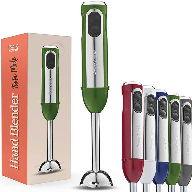Powerful Immersion Blender, Electric Hand Blender 500 Watt with Turbo Mode, Detachable Base. Handheld Kitchen Blender Stick for Soup, Smoothie, Puree, Baby Food, 304 Stainless Steel Blades (Green)