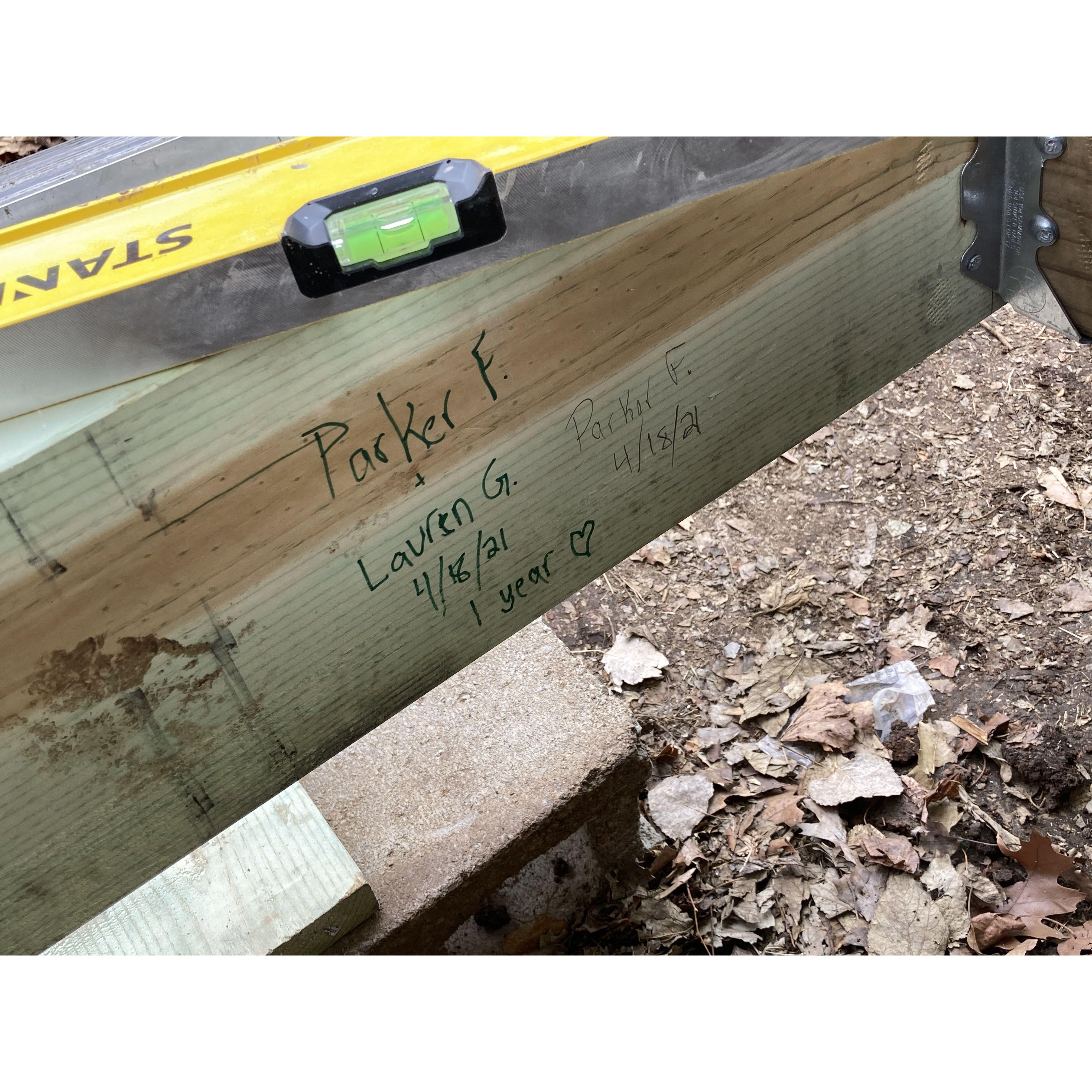 Parker built the deck in our first rental house together on our one year anniversary