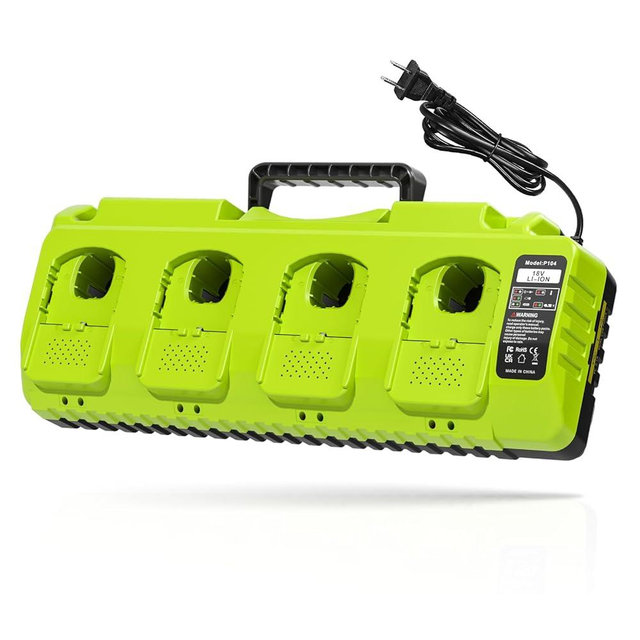 Replace Ryobi 18V Battery Charger,4-Port Simultaneous Multi-Battery Charging Station with Dual USB, Fits Ryobi 12V-18V One+ Lithium Batteries P102 P103 P105 P107 P108 P109 P189 P197 PBP002 PBP005