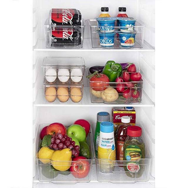 Jina Home Fridge Storage Bins - Set of 6 Kitchen Storage Bins | Stackable Refrigerator Organizers | BPA-Free Drawer Organizers for Fridge Bathroom and Pantry