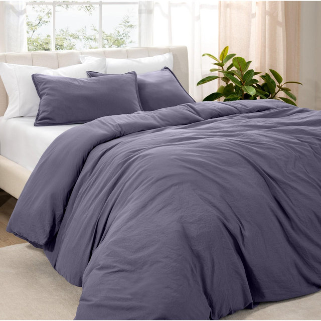 Washed Dusty Purple King/Cal King Duvet Cover and Sham Set by Bare Home