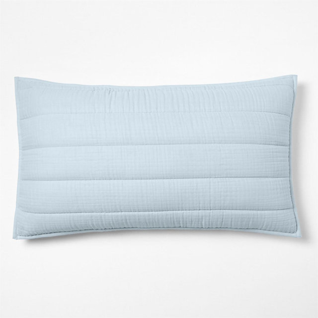 Supersoft Organic Cotton Gauze Pale Blue King Quilted Bed Pillow Sham