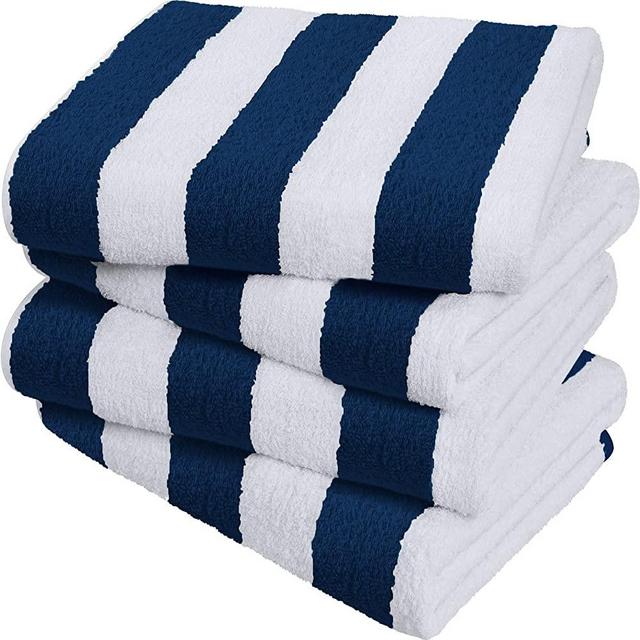 Utopia Towels Cabana Stripe Beach Towels, Navy, (30 x 60 Inches) - 100% Ring Spun Cotton Large Pool Towels, Soft and Quick Dry Swim Towels (Pack of 4)