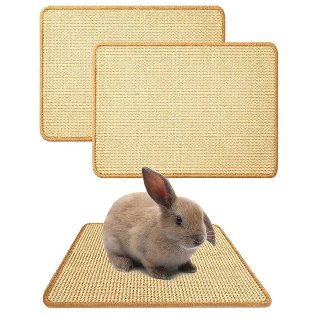 Oncpcare 2PCS Rabbit Scratch Mat Natural Bunny Scratching Pad Claws and Teeth Care Rabbit Mats for Cages Rabbit Chew Toys for Bunny Pet Cage Bedding for Biting Sleeping Nesting, 16x12