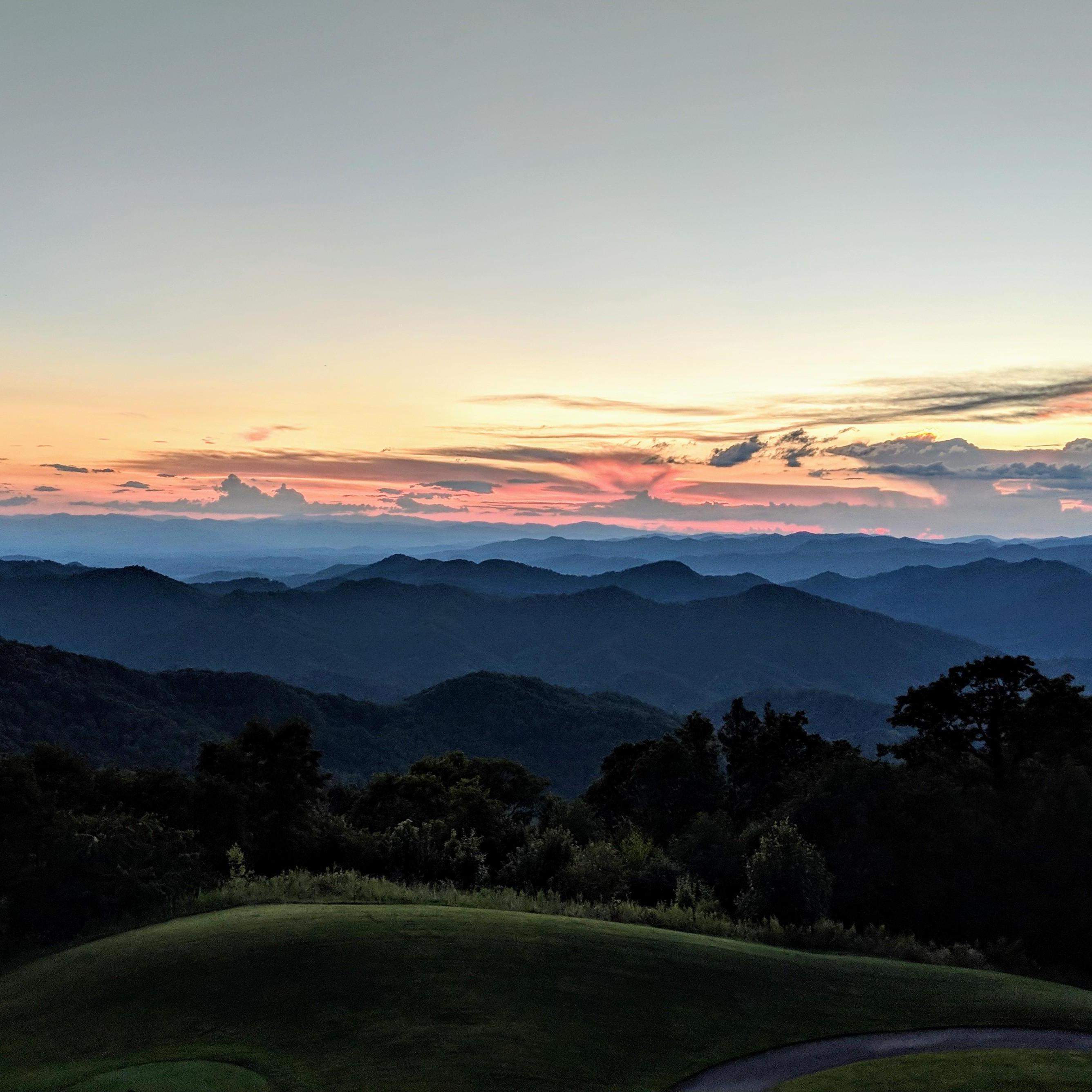 The Asheville sunset that inspired us to choose the venue