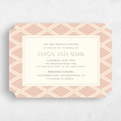 Orange Ticket Wedding Invitation - Diamant Landscape