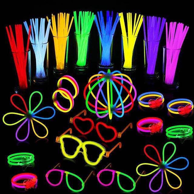 AIVANT Glow Sticks Bulk Party Supplies , 414 PCS Glow Stick Set with Connectors for Eyeglasses Balls Butterflies , Glow in the Dark Light Up Sticks Party Favors Decorations