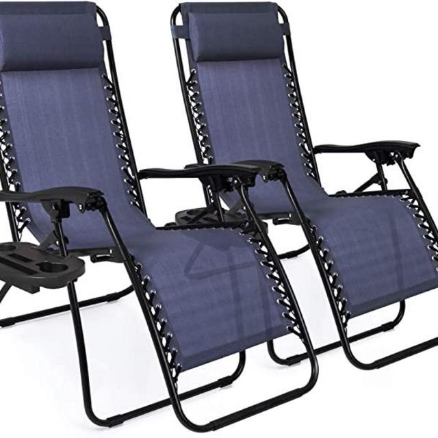 Best Choice Products Set of 2 Zero Gravity Lounge Chair Recliners, Blue